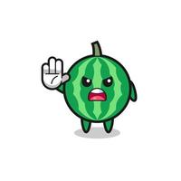 watermelon character doing stop gesture vector