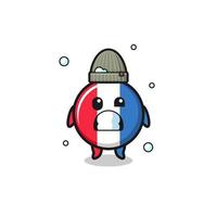cute cartoon france flag with shivering expression vector