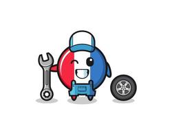 the france flag character as a mechanic mascot vector