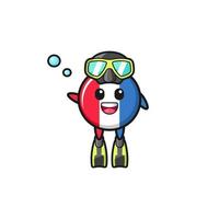 the france flag diver cartoon character vector