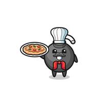 bomb character as Italian chef mascot vector