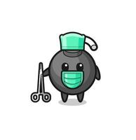 personaje de mascota de bomba de cirujano vector
