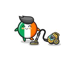 cute ireland flag holding vacuum cleaner illustration vector