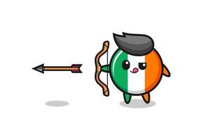 illustration of ireland flag character doing archery vector
