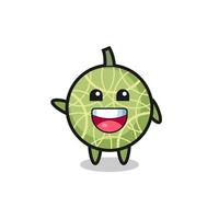 personaje de mascota lindo melón feliz vector