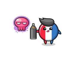 dibujos animados de la bandera de francia hacer un graffiti con una pintura en aerosol