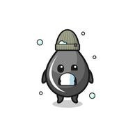 cute cartoon oil drop with shivering expression vector