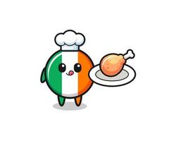 ireland flag fried chicken chef cartoon character vector