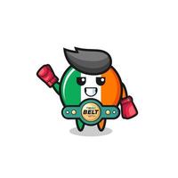 carácter de la mascota del boxeador de la bandera de irlanda vector