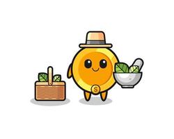 dollar coin herbalist cute cartoon vector