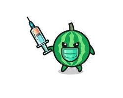 illustration of the watermelon to fight the virus vector