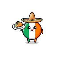 ireland flag Mexican chef mascot holding a taco vector