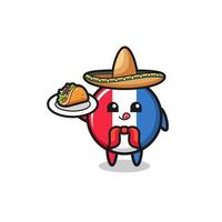 francia, bandera, mexicano, chef, mascota, tenencia, un, taco vector