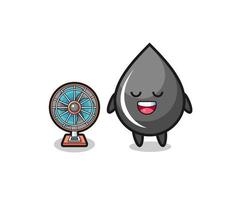 cute oil drop is standing in front of the fan vector