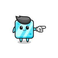 ice cube mascot with pointing right gesture vector