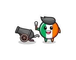 cute ireland flag shoot using cannon vector