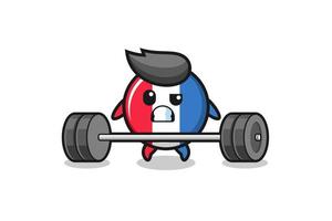 cartoon of france flag lifting a barbell vector