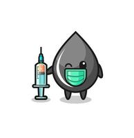 oil drop mascot as vaccinator vector