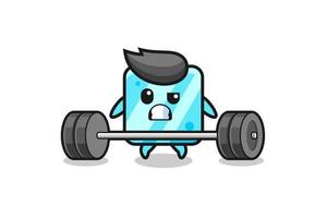 cartoon of ice cube lifting a barbell vector