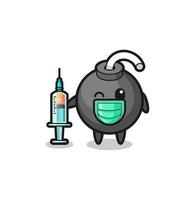 mascota de la bomba como vacunador