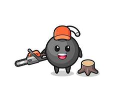 bomb lumberjack character holding a chainsaw vector