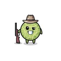 melon hunter mascot holding a gun vector