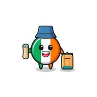 ireland flag mascot character as hiker vector