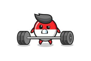 cartoon of indonesia flag lifting a barbell vector