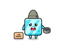cute ice cube beggar cartoon character vector