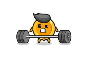 cartoon of dollar coin lifting a barbell vector