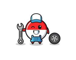 the indonesia flag character as a mechanic mascot vector