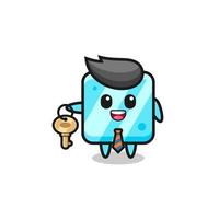 cute ice cube as a real estate agent mascot vector