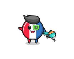 france flag cartoon as future warrior mascot vector