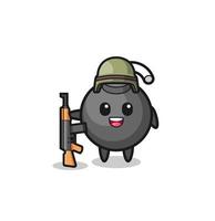 cute bomb mascot as a soldier vector