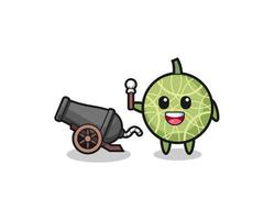 cute melon shoot using cannon vector