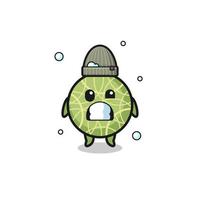 cute cartoon melon with shivering expression vector