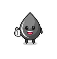 oil drop mascot doing thumbs up gesture vector