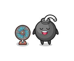 cute bomb is standing in front of the fan vector