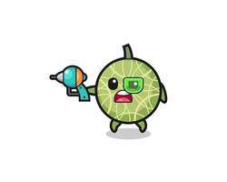 cute melon holding a future gun vector