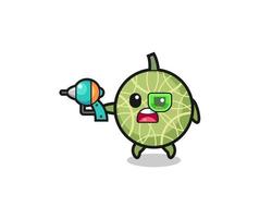 lindo melón sosteniendo una pistola futura vector