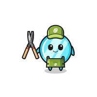 cute mirror as gardener mascot vector