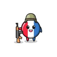 Linda mascota de la bandera de Francia como soldado vector