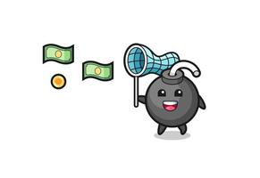 illustration of the bomb catching flying money vector