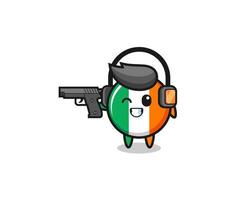 Ilustración de dibujos animados de la bandera de Irlanda haciendo campo de tiro vector