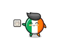 cartoon ireland flag is turning off light vector