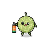 cute melon holding mosquito repellent vector