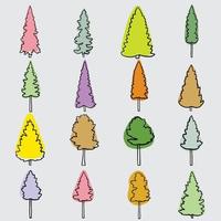 Simplicity pine tree freehand doodle drawing design collection. vector