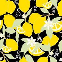 vector seamless pattern lemons and sliced lemons on a pink background. Summer lemon pattern for background, fabric, paper, textile, invitations, web pages.