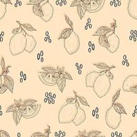 vector seamless pattern lemons and sliced lemons on a pink background. Summer lemon pattern for background, fabric, paper, textile, invitations, web pages.