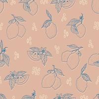 vector seamless pattern lemons and sliced lemons on a pink background. Summer lemon pattern for background, fabric, paper, textile, invitations, web pages.